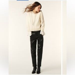 Mango Black Vegan Leather Highrise Mom Fit Faux Leather Pants Size 2